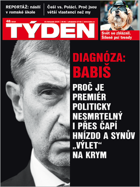 Obálka aktuálního čísla časopisu TÝDEN.