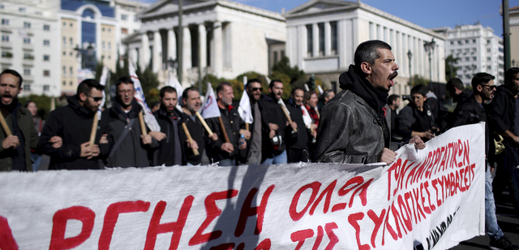 Stávkující v Aténách.