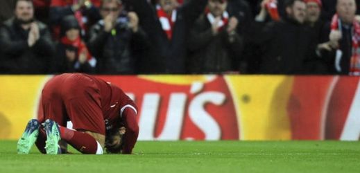Mohamed Salah při utkání LM za Liverpool.