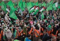 Oslavy 31. výročí vzniku hnutí Hamás v Gaze.