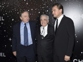 Robert De Niro (zleva), Martin Scorsese a Leonardo DiCaprio.