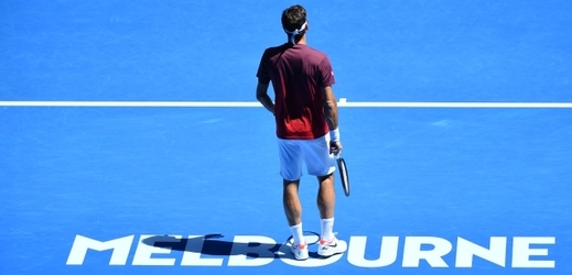 Roger Federer na kurtu v Melbourne Parku.