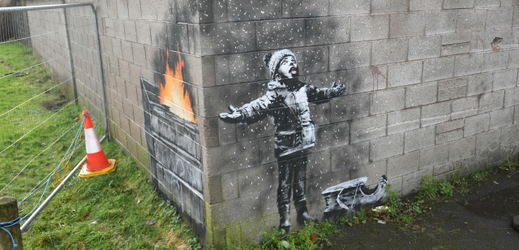 Dílo Banksyho v jižním Walesu.