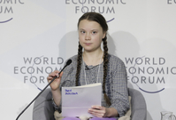 16letá švédská aktivistka v boji proti změně klimatu Greta Thunbergová hovořila k účastníkům Světového ekonomického fóra..