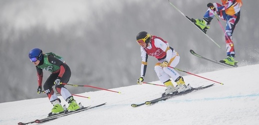 Nikol Kučerová obsadila na mistrovství světa v akrobatickém lyžování 19. místo v kvalifikaci skikrosu. Na snímku vlevo na olympijských hrách. 