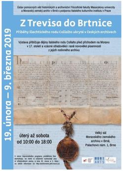 Cílem výstavy je prezentovat pozoruhodný příběh rodu Collalto na unikátních listinách, které dosud vystaveny nebyly a jejichž vydavateli byli císařové, papežové, španělští a francouzští králové či benátská dóžata.