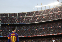 Lionel Messi při zápasu Barcelony v Camp Nou. 