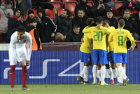 Česká fotbalová reprezentace se utkala s Brazílií.