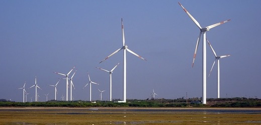 Větrné elektrárny.