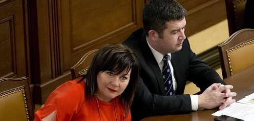 Ministryně financí Alena Schillerová na snímku s předsedou ČSSD Janem Hamáčkem.