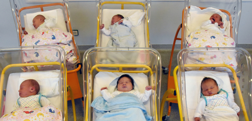 Novorozenci v nemocnici. 