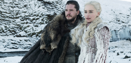 Hlavní postavy ze seriálu Hra o trůny - Jon Snow a Daenerys Targaryen.