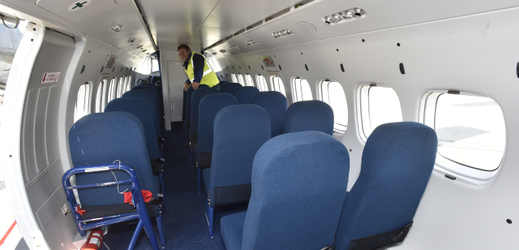 Kabina pro pasažéry letounu L410 NG, který společnost Aircraft Industries představila 15. dubna 2019 v Kunovicích na Uherskohradišťsku.