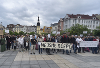 Demonstrace na ostravském Masarykově náměstí.