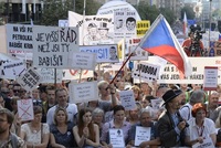 Demonstrace na Václavském náměstí. 