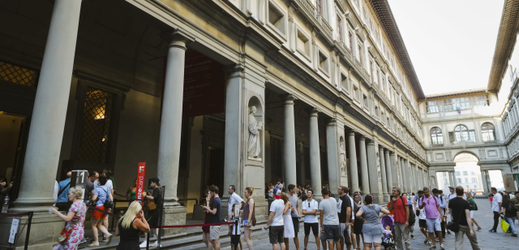 Galerie umění Uffizi ve Florencii. 