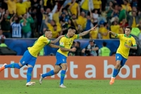 Brazilská radost po gólu Gabriela Jesuse.
