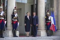 Francouzský prezident Emmanuel Macron a slovenská prezidentka Zuzana Čaputová.