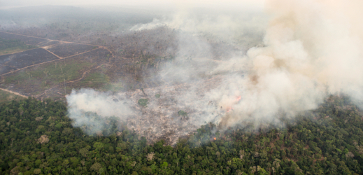 Požár deštného pralesu v Brazílii.