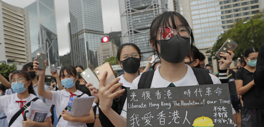 Demonstrace studentů v Hongkongu.