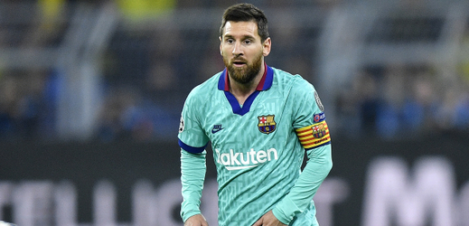 Lionel Messi při utkání Ligy mistrů v dresu Barcelony.