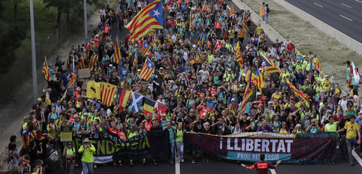 Demonstrace v Katalánsku. 