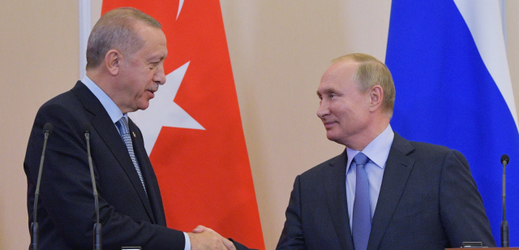 Turecký prezident Erdogan (vlevo) a ruský prezident Vladimir Putin.