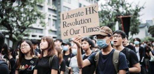 Protestující studenti v Hongkongu.