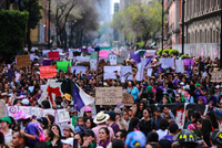 Demonstrace na Mezinárodní den žen v Mexiku.
