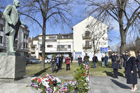 Slovenská prezidentka Zuzana Čaputová v Hodoníně, kde u pomníku uctila památku T. G. Masaryka.