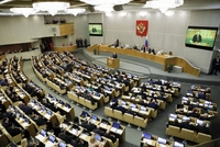 Setkání dolní komory ruského parlamentu v Moskvě.
