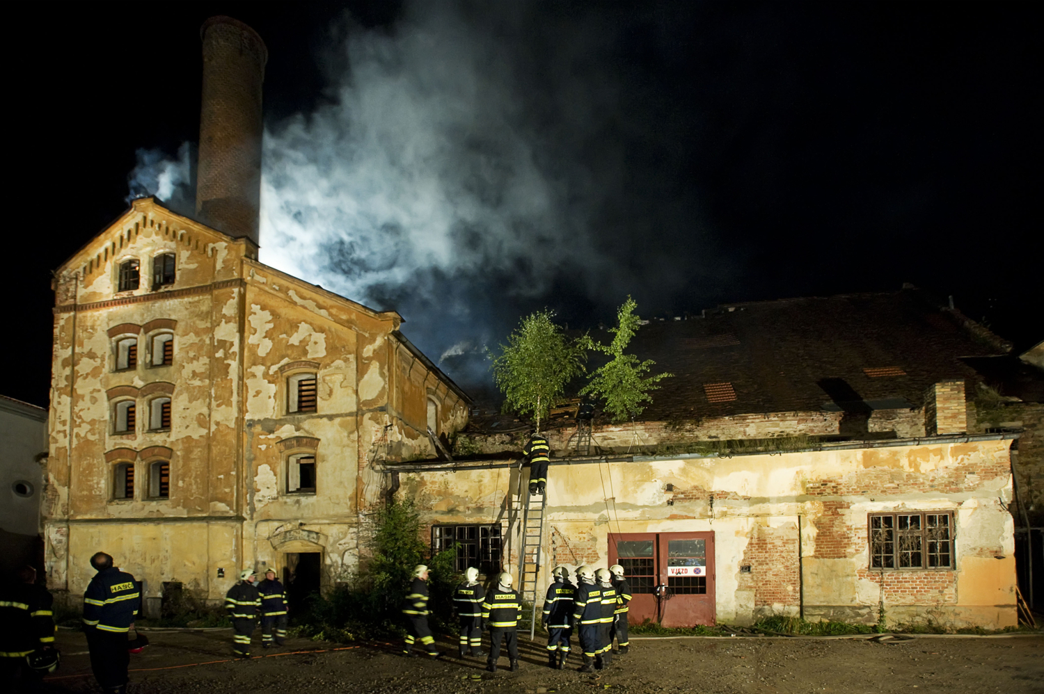 Požár bývalého pivovaru v Jindřichově Hradci.