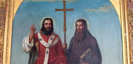 Svatý Cyril a Metoděj, obraz od Josefa Zeleného v Rajhradském klášteře.