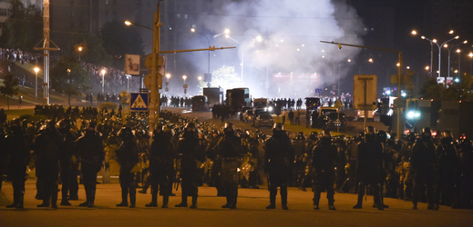 Demonstrace v Minsku 9. srpna 2020.