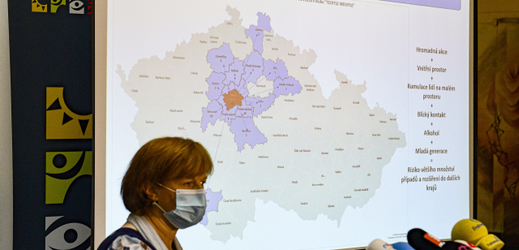 Hlavní hygienička ČR Jarmila Rážová vystoupila 3. srpna 2020 v Praze na tiskové konferenci ministerstva zdravotnictví k aktuální epidemické situaci nákazy covidem-19.