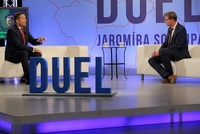 Moderátor pořadu Jaromír Soukup a místopředseda ODS Martin Kupka.