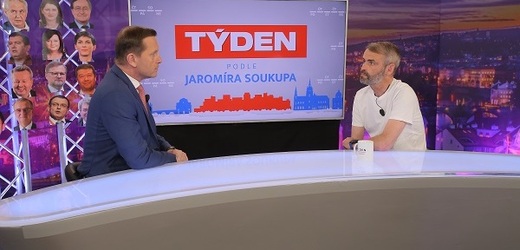 Moderátor pořadu Jaromír Soukup a lídr občanského hnutí Přísaha Robert Šlachta.