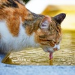 Žíznivá kočka.