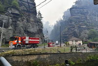 Požár v Národním parku České Švýcarsko u Hřenska, 26. července 2022, Děčínsko.