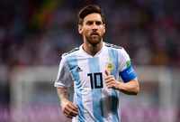 Fotbalista Lionel Messi v argentinském národním dresu.