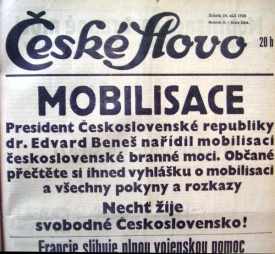 24. září 1938 - titulní strana Českého slova.