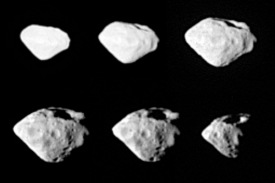 Snímky asteroidu Steins pořízené během setkání.