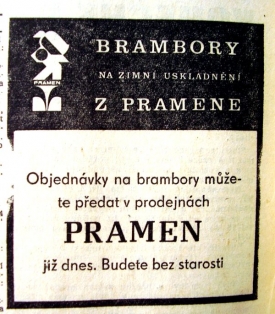 Reklama na brambory, srpen 1968.
