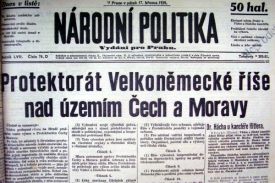 Vyhlášení protektorátu Čechy a Morava.
