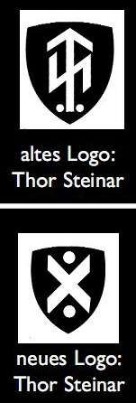 Staré (nahoře) a nové logo Thor Steinar.