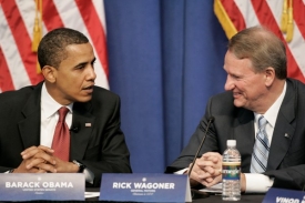 Americký prezident Obama s již bývalým ředitelem GM Rickem Wagonerem