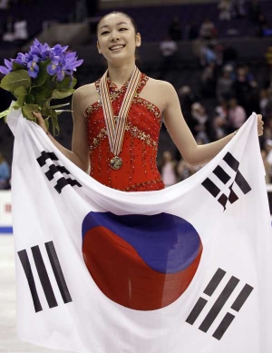 Korejská mistryně světa v krasobruslení Kim Ju-na.