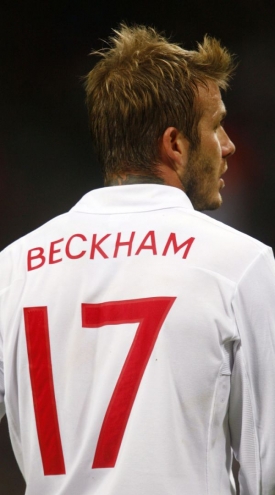 David Beckham v přátelském utkáni proti Slovensku.