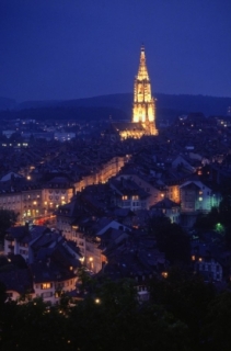 Švýcarský Bern v noci.