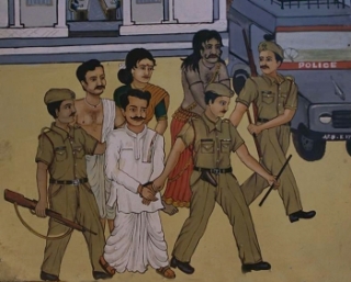 Indičtí policisté odvádějí provinilce (ilustrační obrázek).